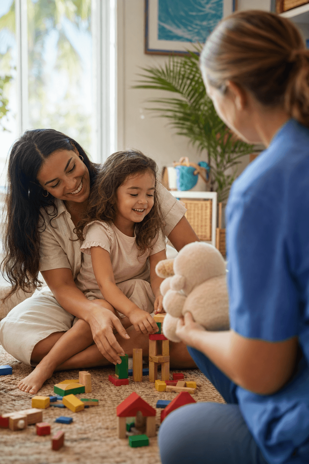 Child and family receiving support from Treasure Coast Hospice