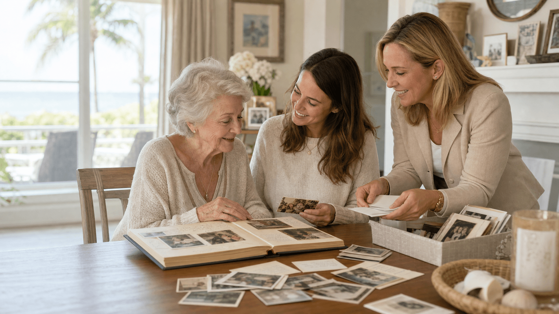Hospice patient sharing family memories for a personal legacy project