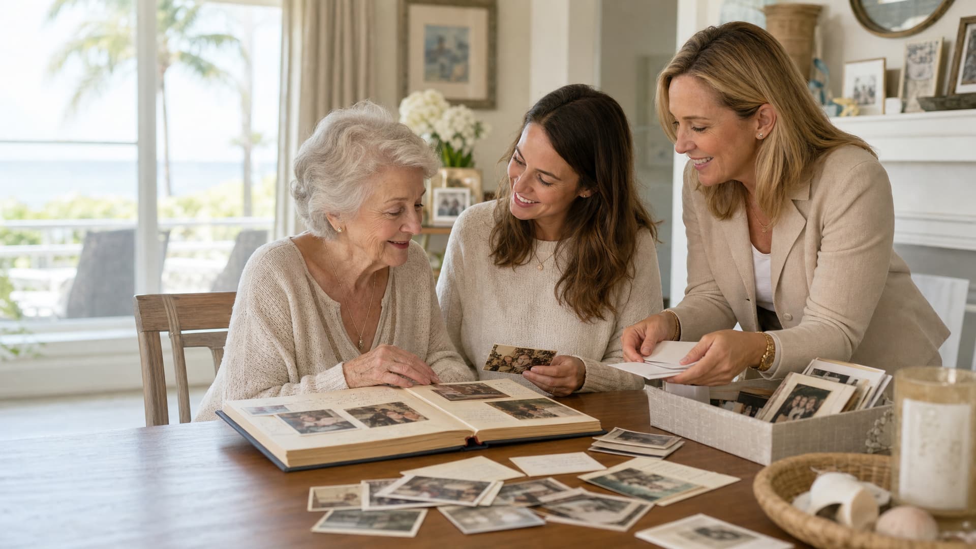 Hospice patient sharing family memories for a personal legacy project