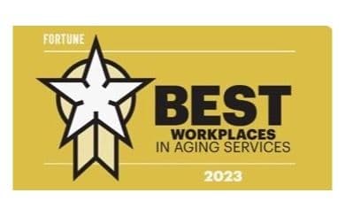 Fortune Best Workplaces in Aging Services 2023 badge