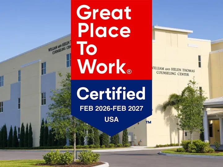 Great Place to Work Certified February 2026 to February 2027 badge over the Thomas Counseling Center