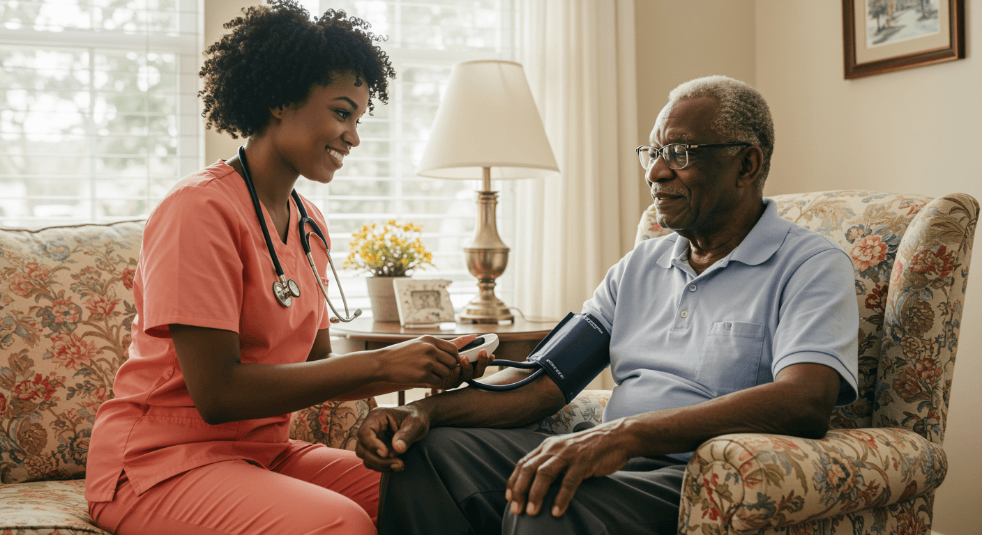 A caregiver watching a Treasure Coast Hospice caregiving video at home